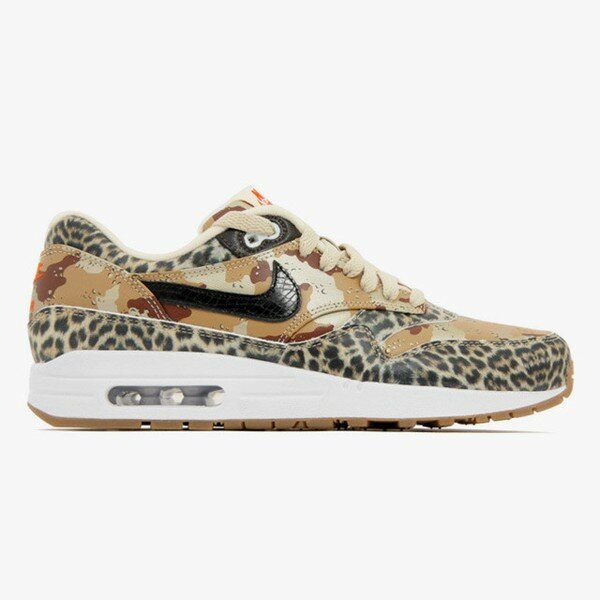 Atmos X Nike Air Max 1 Prm Desert Camo Leopard Chaussures Femme Code de Style: 454746-902 Soie Or Métallique / Brun / Classique