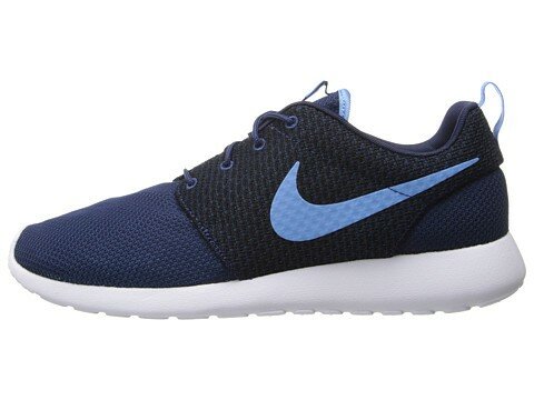 Nike Roshe Run Basket Homme Minuit Marine / Bleu Universitaire / Blanc