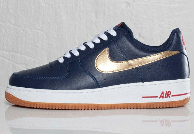 Nike Air Force 1 Low (Basse) "Dream Team" Chaussures Homme Code de Style: 488298-406 Minuit Marine / Or Métallique / Rouge Sport