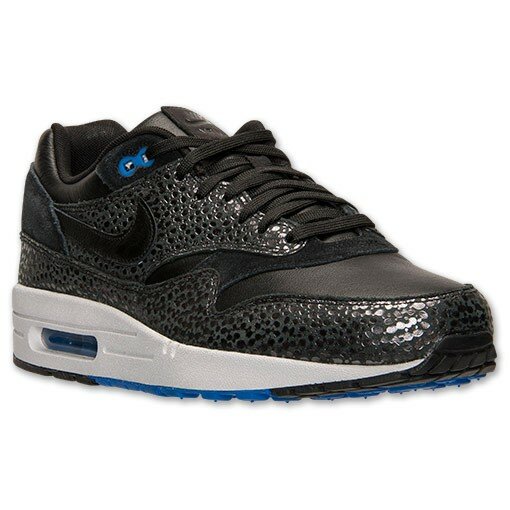 Nike Air Max 1 Deluxe Chaussures Homme Code de Style: 684708 001 Noir Cobalt / Hyper