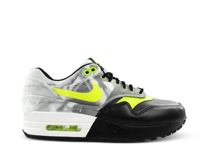 Nike Air Max 1 Qs Foco Bonito Chaussures Femme Code de Style: 677340 001 Noir / Fluo - Blanc