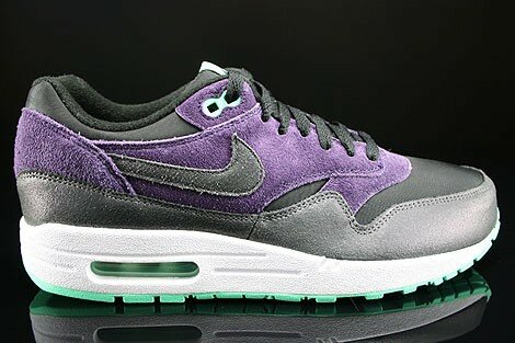 Chaussures Nike Air Max 1 Essential Femme Code de Style: 599820-001 Noir Violet Vert Lueur Anthracite