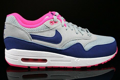 Nike Air Max 1 Essential Chaussures Femme Code de Style: 599820-003 Aimant Gris Clair Hyper Bleu Royal Rose Foncé