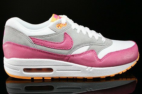 Nike Air Max 1 Essential Chaussures Femme Code de Style: 599820-107 Loup Blanc Mangue Atomique Lueur Rose Gris
