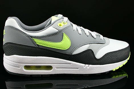 Chaussures Nike Air Max 1 GS Femme Code de Style: 555766-006 Poussiéreuse Cool Grey Gris Métallisé Argent Fluo