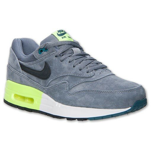 Nike Air Max 1 Premium Chaussures Homme Cool Grey / Pin Noir / Fluo / Blanc