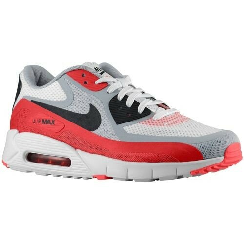 Chaussures Nike Air Max 90 Breeze Homme Code de Style: 44204106 Blanc / Noir / Loup Gris / Rouge Université