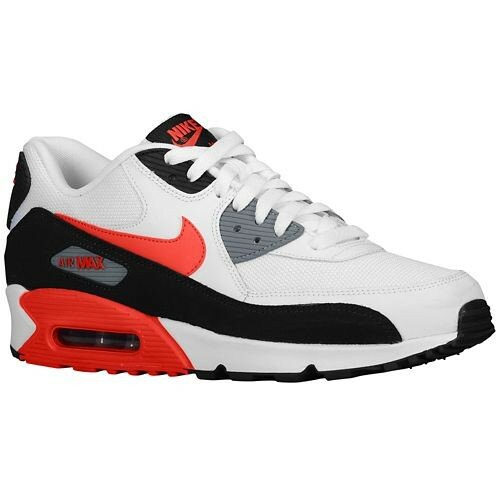 Chaussures Nike Air Max 90 Essential Homme Code de Style: 37384112 Blanc / Noir / Froid Gris / Rouge Défi