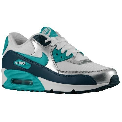 Nike Air Max 90 Essential Chaussures Femme Code de Style: 16730105 Argent Métallisé / Nuit Ombre / Turbo Vert / Blanc Sommet