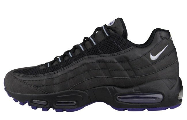 Chaussures Nike Air Max 95 Homme Code de Style: 329393-030 Noir / Loup Gris / Violet Tribunal