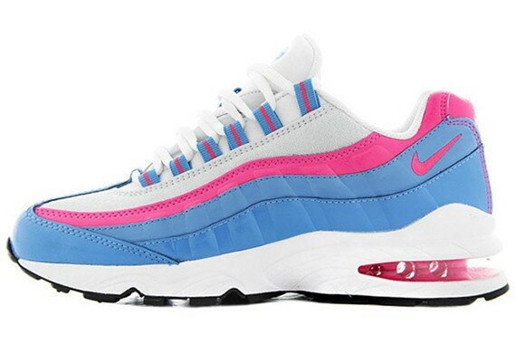 Chaussures Nike Air Max 95 LE GS Femme Code de Style: 310830-110 Blanc / Rose Flash ? Distance Bleu-Platine Pur