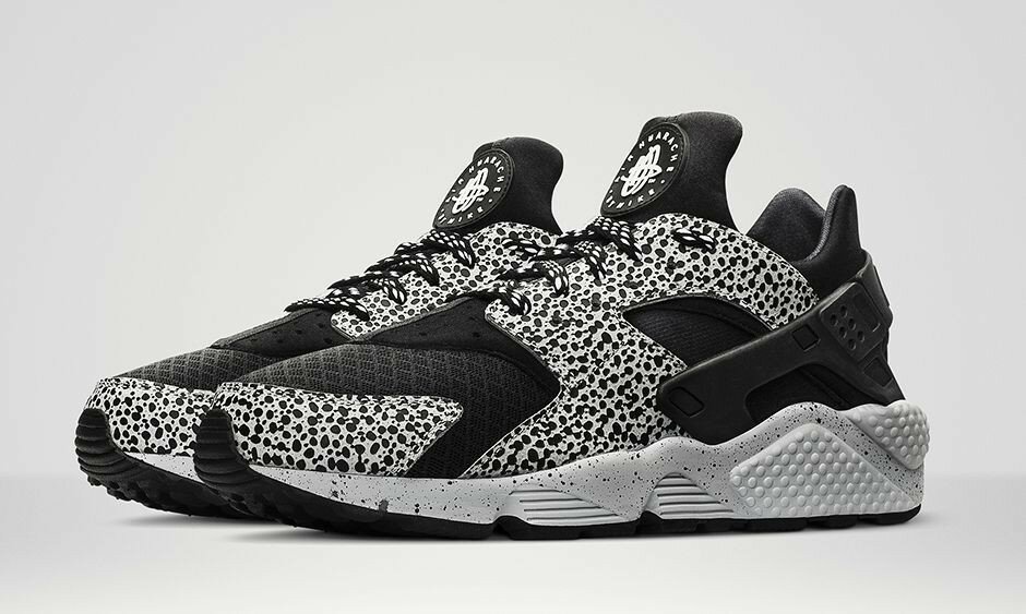 Nike Air Huarache Safari Chaussures Femme Noir Gris Platine