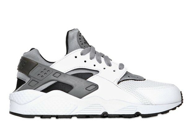 Basket Nike Air Huarache Femme Blanc Métallisé Argent Noir