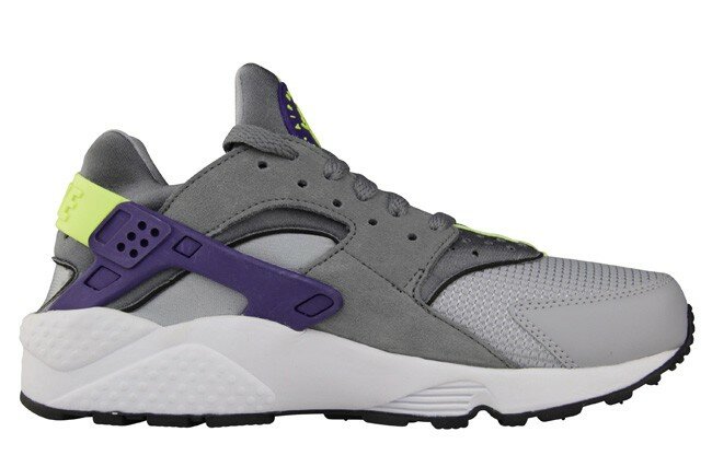 Basket Nike Air Huarache Femme Loup Gris / Violet - Jaune Fluo