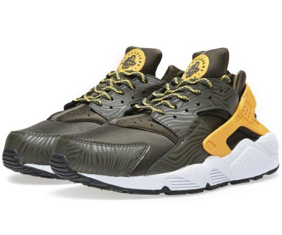Nike Air Huarache Zebra Chaussures Femme Code de Style: 318429-380 Orange Foncé Loden / Laser / Noir