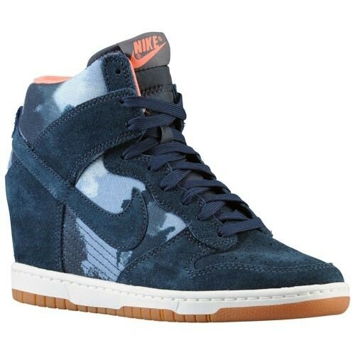 Nike Dunk Sky High (Haute) Baskets Compensées Femme Code de Style: 43258401 Arsenal Bleu Marine / Blanc / Gomme Med Brun