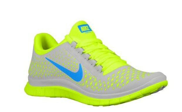 Chaussure de Course Nike Free 3.0 V4 Femme Platine Pur / Bleu Lueur Fluo