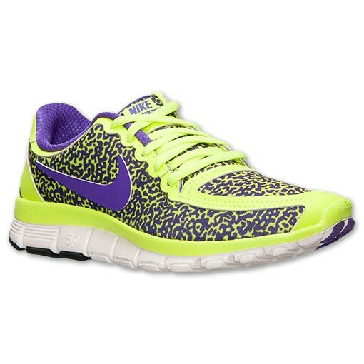 Nike Free 5.0 V4 Print Femme chaussures Fluo / Raisin Hyper / Blanc Sommet