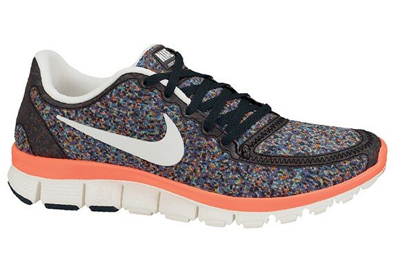 Chaussures de Running Nike Free 5.0 V4 Liberty of London Femme Noir-Cramoisi Totale / Platine Blanc / Gris Métal