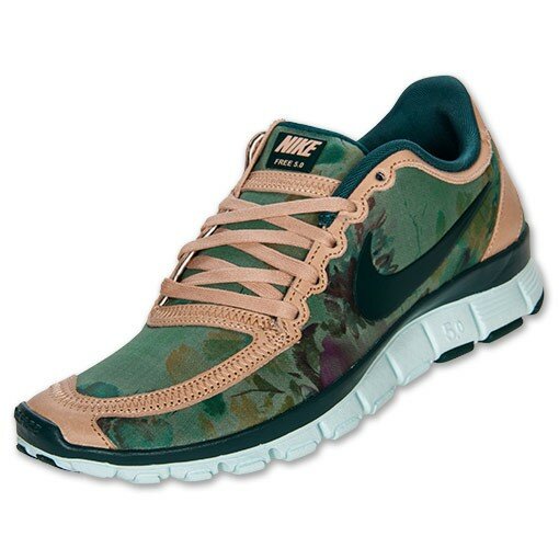 Chaussures de Running Nike Free 5.0 V4 Liberty Femme Si / Sarcelle Atomique Vert Foncé / Blanc