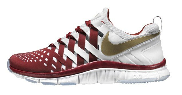 Nike Free Trainer 5.0 "Oklahoma" Chaussures de Running Femme Rouge Foncé / Blanc Platine / Or