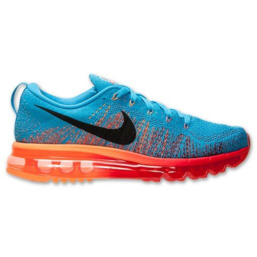 Nike Flyknit Air Max Homme Chaussures de Running Code de Style: 620469 406 Bleu Vif / Gymnase Orange Rouge-Atomique