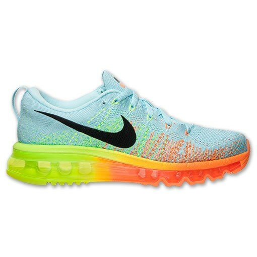 Nike Flyknit Air Max Femme Chaussures de Running Code de Style: 620659 408 Glace De Glacier / Noir-Orange Atomique Fluo