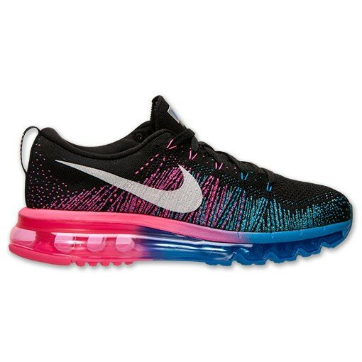Nike Flyknit Air Max Femme Chaussures de Running Code de Style: 620659 002 Noir / Blanc-Photo Bleu Hyper Poin?on