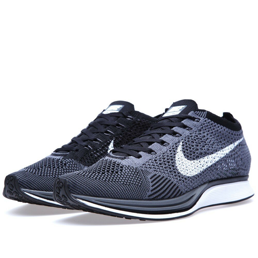 Chaussure de Course Nike Flyknit Racer Homme Code de Style: 526628-010 Gris Foncé Blanc Et Noir