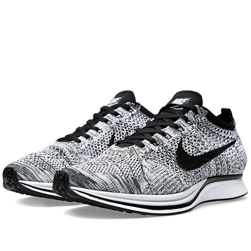 Chaussures de Running Nike Flyknit Racer Homme Code de Style: 526628-101 Blanc Noir & Fluo