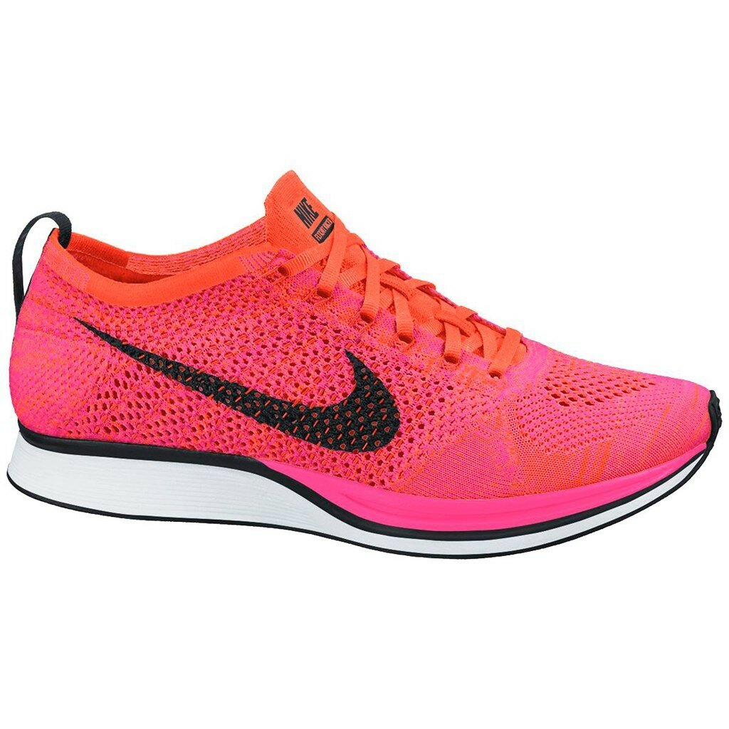 Chaussures de Running Nike Flyknit Racer Homme Code de Style: 526628-600 Flash Rose / Rouge Hyper / Noir