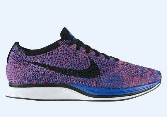 Nike Flyknit Racer Multicolore Chaussure de Course Femme Code de Style: 526628-400 Jeu Royal / Flash Noir Rose