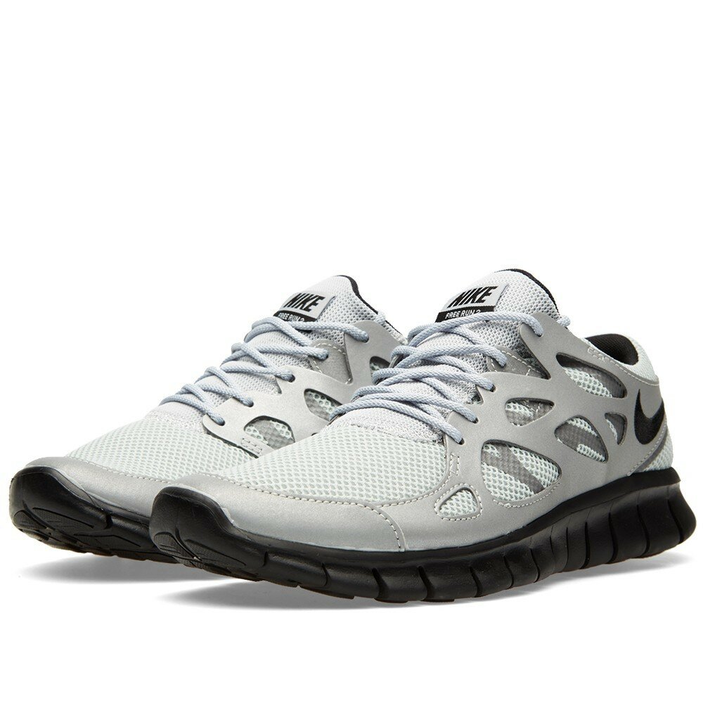 Nike Free Run 2 Chaussures de Running Femme Code de Style: 537732-009 Argent Métallisé Et Noir
