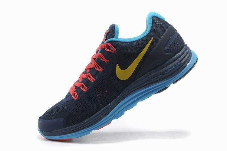 Nike Lunarglide 4 Chaussures Homme Minuit Bleu Marine / Or / Rouge