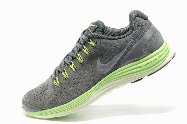 Nike Lunarglide 4 Ext Suede (Daim) Chaussures de Running Homme Vert Gris P?le
