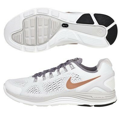 Nike Lunarglide 4 Stability Chaussures de Running Femme Blanc Sommet / Sport Gris / Brun
