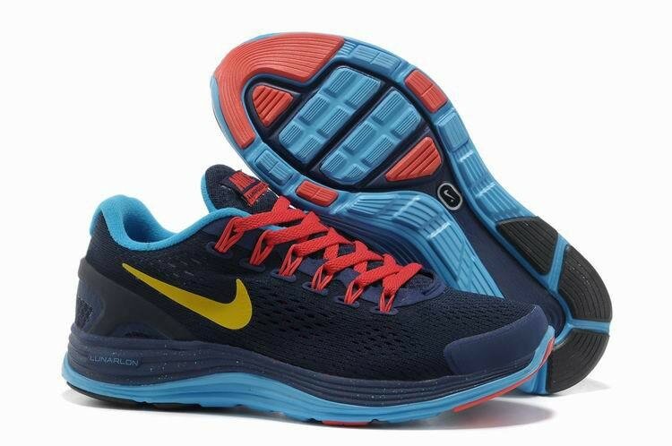 Chaussures Nike Lunarglide 4 Femme Bleu Nuit / Doger Bleu / Or / Rouge