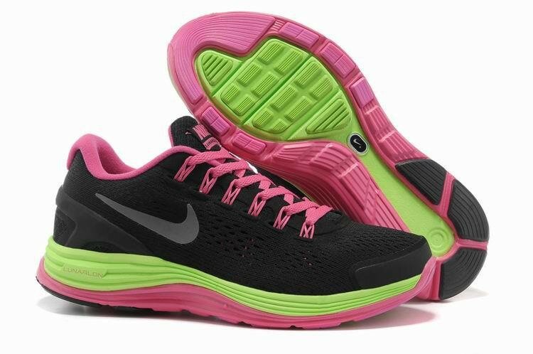 Chaussures Nike Lunarglide 4 Femme Noir / Vert P?le / Rose / Gris