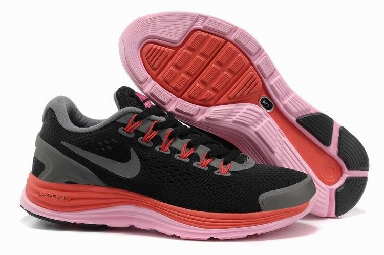 Chaussures Nike Lunarglide 4 Femme Noir / Gris / Saumon / Rose