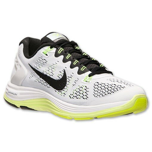 Chaussures Nike Lunarglide+ 5 Homme Blanc / Noir / Fluo / Morelle