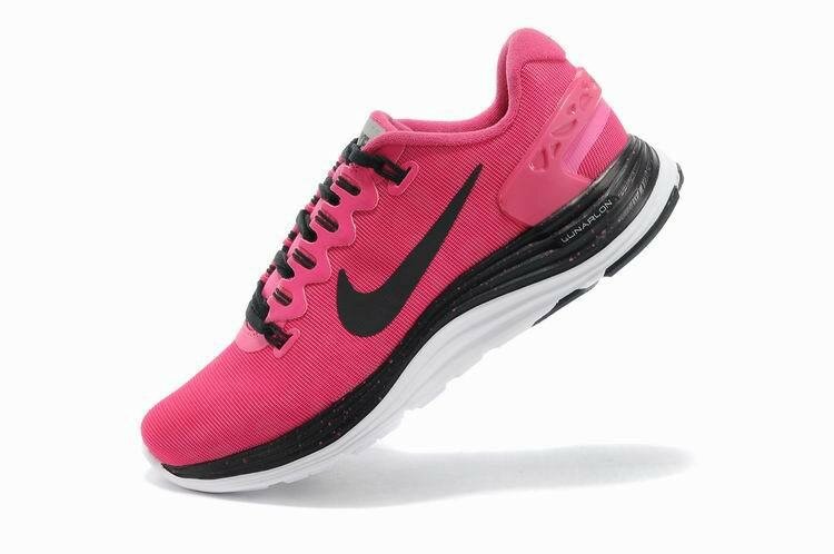 Nike Lunarglide + 5 Shield Chaussures de Running Femme Rose Rose Blanc Noir