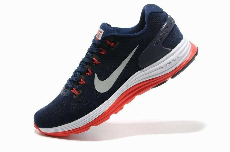 Nike Lunarglide + 5 Suede (Daim) Chaussures de Running Homme Minuit Bleu Marine Rouge Blanc Platine